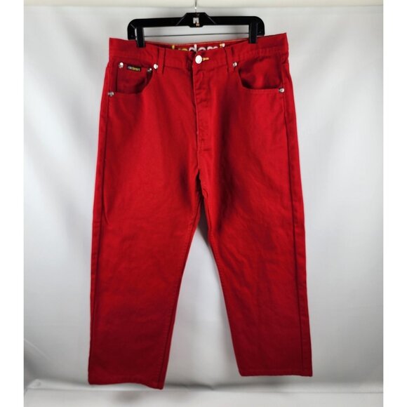 akademiks Jeans Mens 37x27 Red Skateboarding Wide Relaxed Y2K 90s - Picture 1 of 10